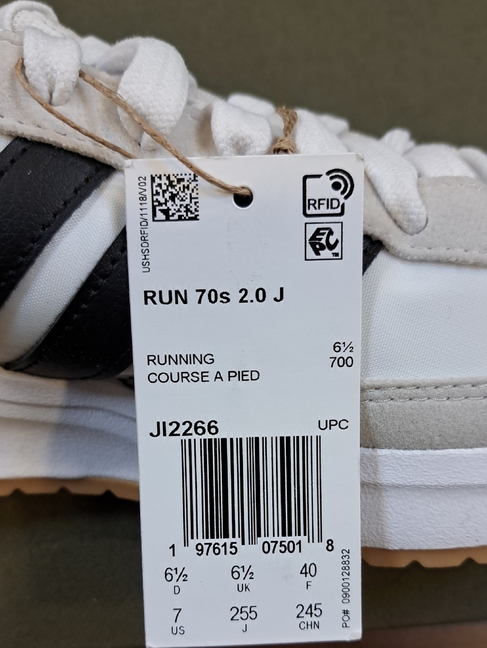 Adidas Run 70s 2.0 Shoes - Color: White/Black/Grey - Size: Juniors 7 - Picture 10 of 10